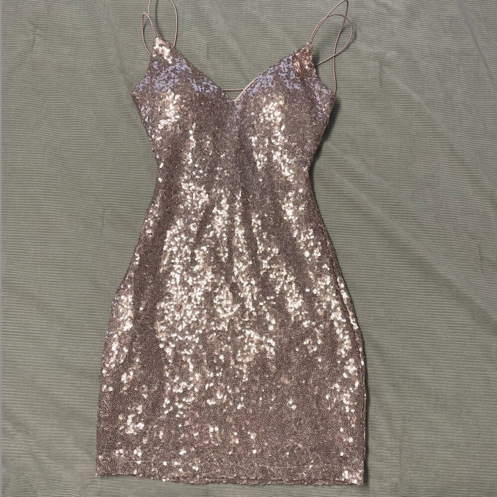 Pink Sequin Mini Dress, XS, Windsor